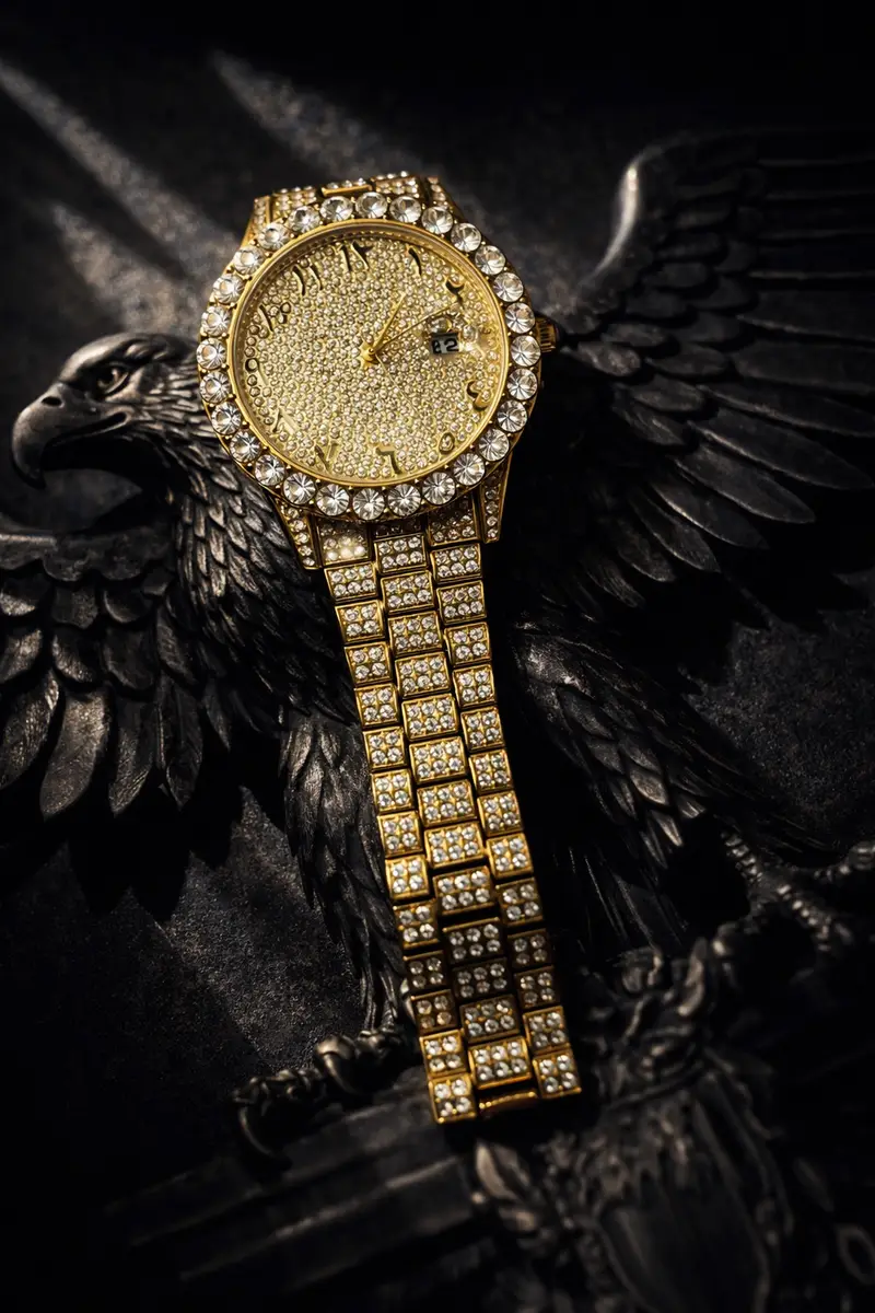 Khrist Golden Analog Stone Studded Watches for Women - Image 5 in Pune